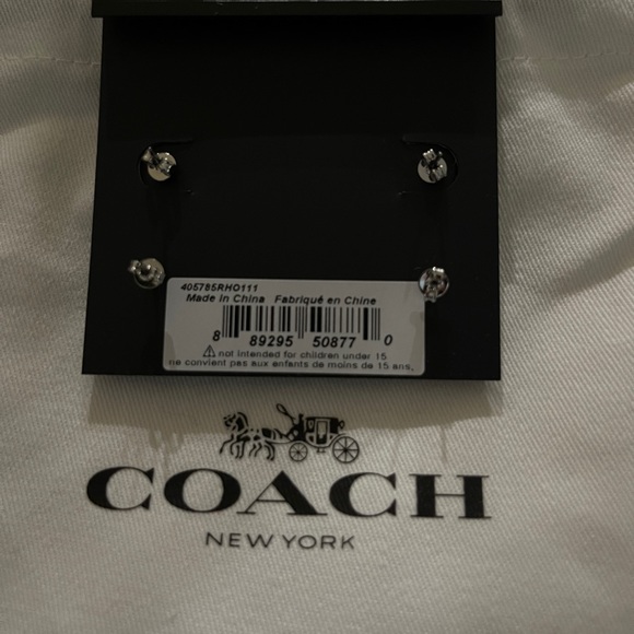 COACH Signature And Stone Stud Earrings Set. - Picture 3 of 3